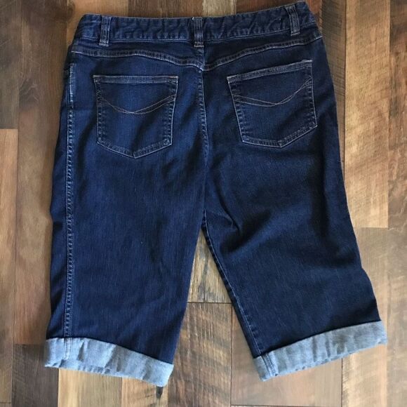 J.jill blue jeans Capri cropped size 12 denim rolled cuff mid rise flare leg - Picture 2 of 5